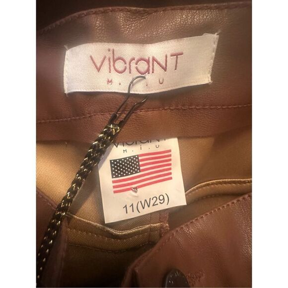VIBRANT SKINNY WITH ankle ZIPPER cognac brown faux leather size 11 (W 29) - Picture 5 of 7
